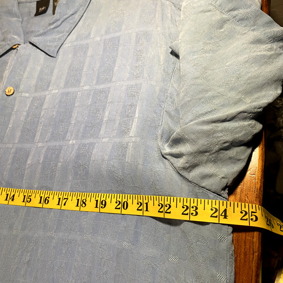 Folio New York Mens Silk Button Front Shirt Hawaiian Short Sleeve Blue Sz XL - Picture 6 of 12